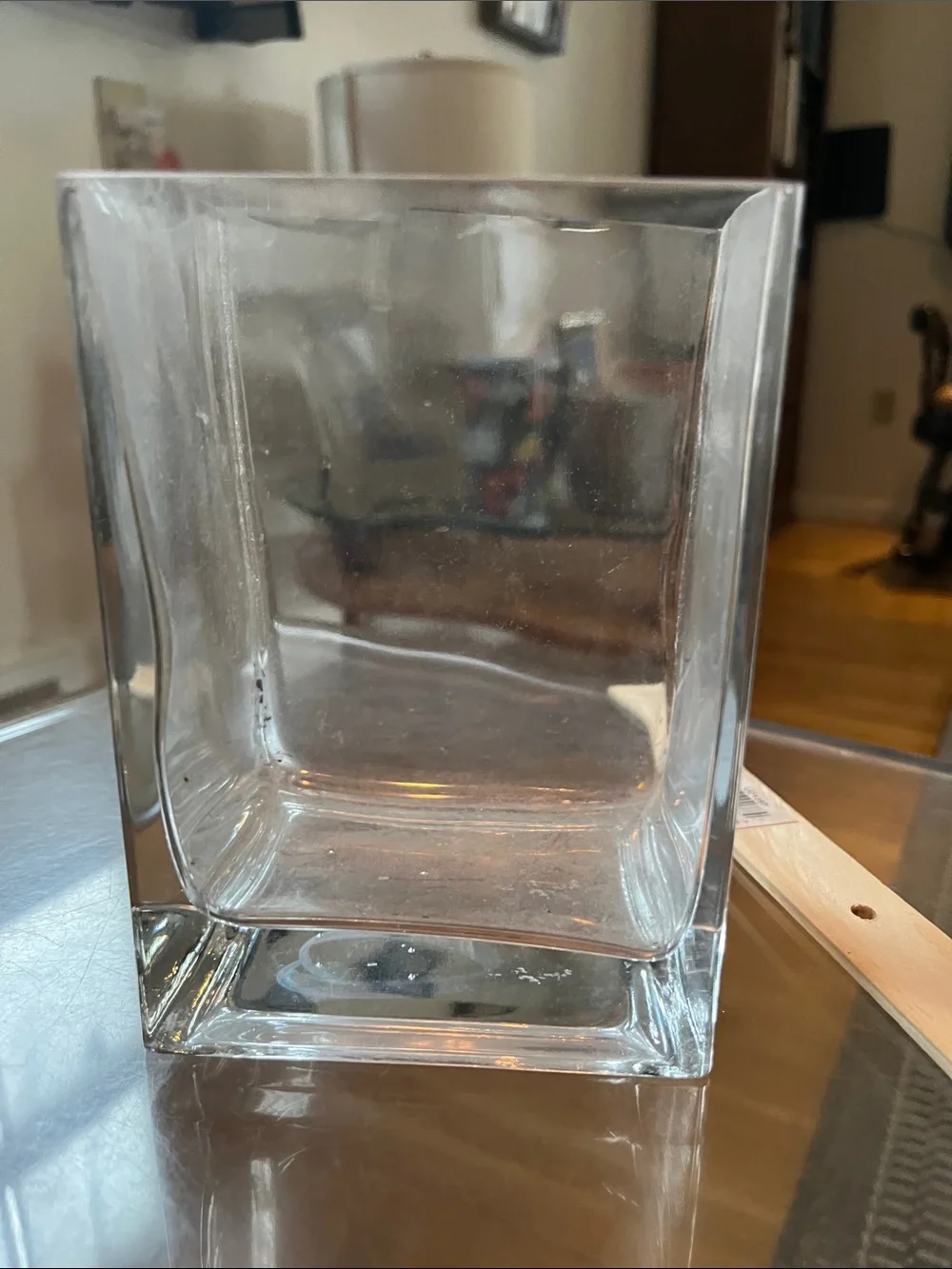 Transparent Square Glass Vase - Clear Modern Accent